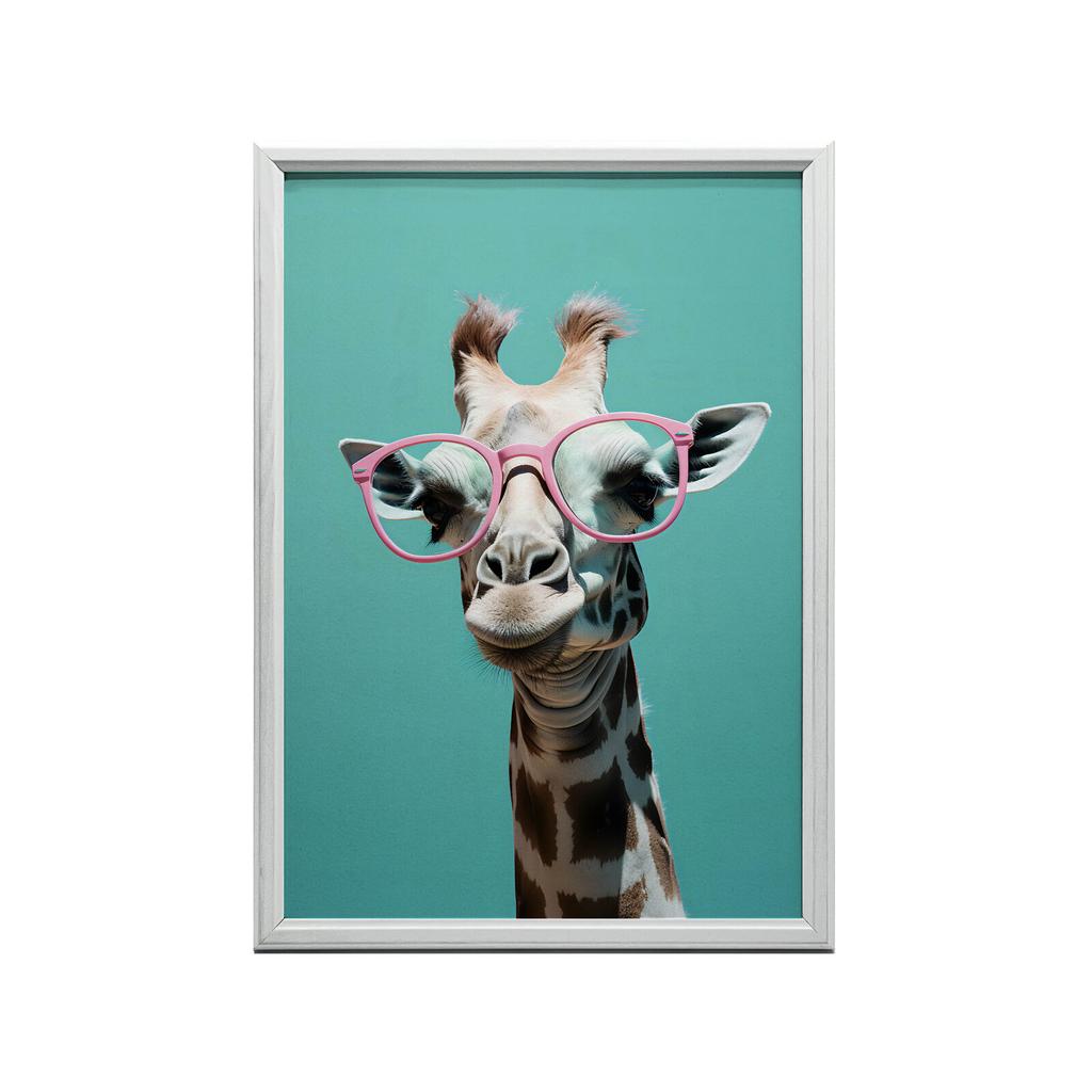 Giraffe mit rosa Brille Giraffe mit rosa Brille, 30x40 cm, ohne Rahmen, Premium-Leinwand auf Keilrahmen