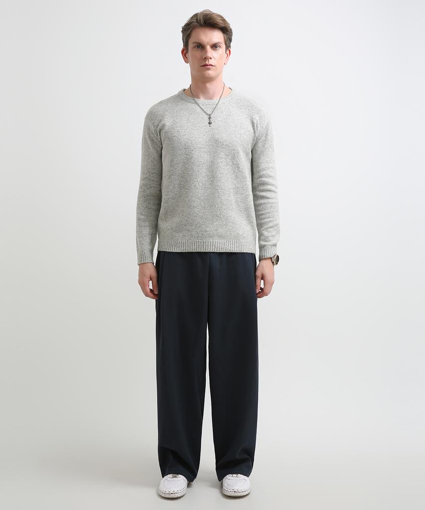 Seuteulaikeu Fine Blend Classic Crew Neck Knit (Light Grey)