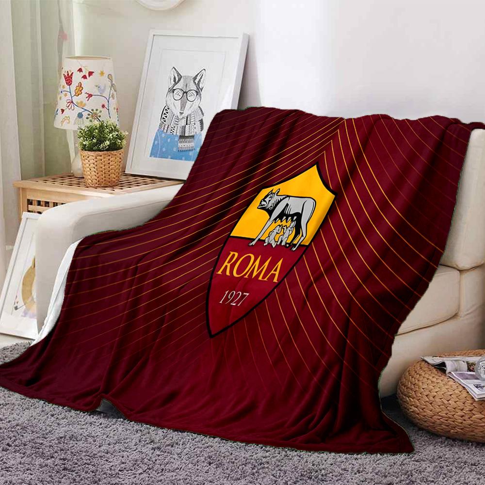 Coperta in Flanella con Emblema AS Roma, Morbido Poliestere, Design Moderno, Per Tutte le Stagioni, per Campeggio, Viaggi, Regali per Feste o Compleanni