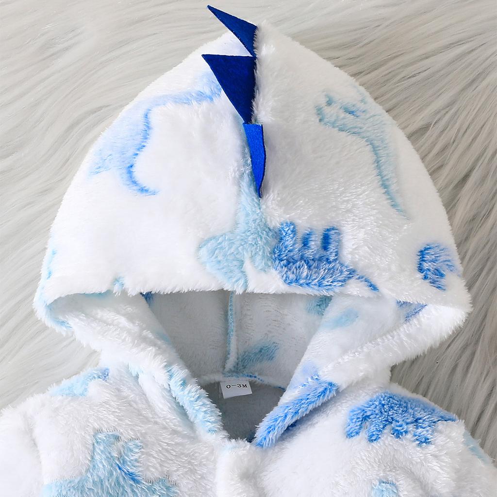 Autumn and Winter Hot-Selling Furry Hooded Boys' Long-Sleeve Jumpsuit Romper