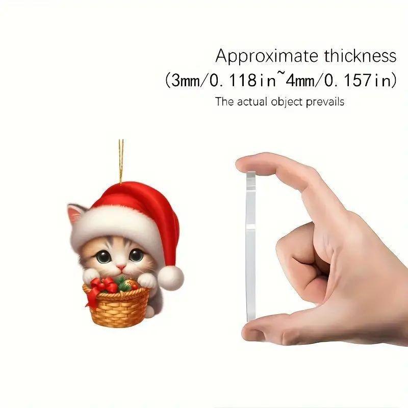 Christmas Tree Cat Pendant 2D Acrylic Christmas Hanging Decoration Funny Christmas Cat Snowman Ornaments Party Decor Xmas Gift