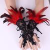 Cross-Border Halloween Feather Fingerless Gloves with Black Lace Bracelet Accessories