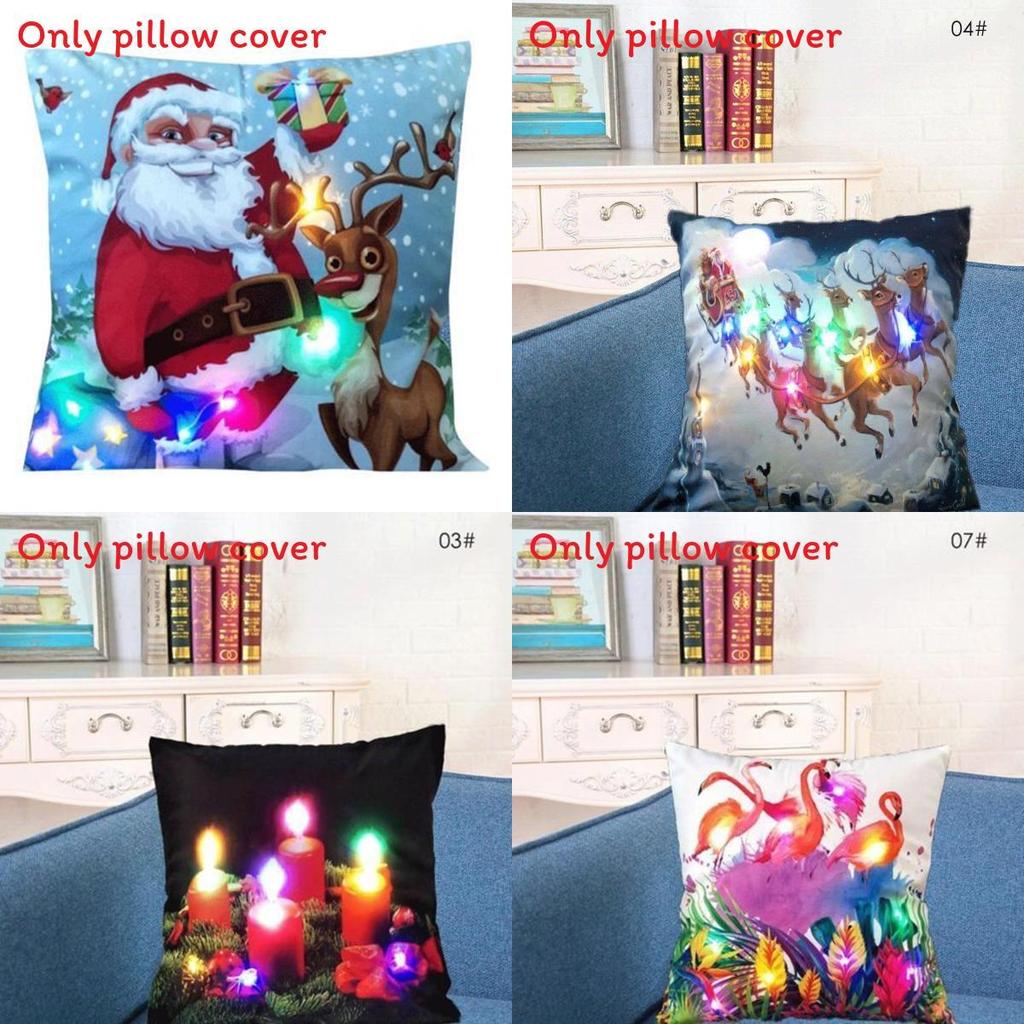 Led Vintage Baumwolle Leinen Kissenbezug mit Farbwechselnden Lichtern für Sofa und Couch Dekoration