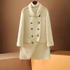 Elegant Double-Breasted Mid-Length Women's Wool Coat in Solid Color - Autumn/Winter Small Fragrance Style