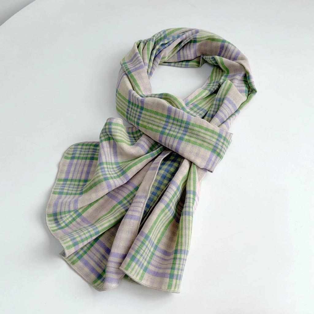 Retro britský styl bavlněný kostkovaný šátek oboustranný módní preppy šátky venkovní šátek na ochranu před sluncem