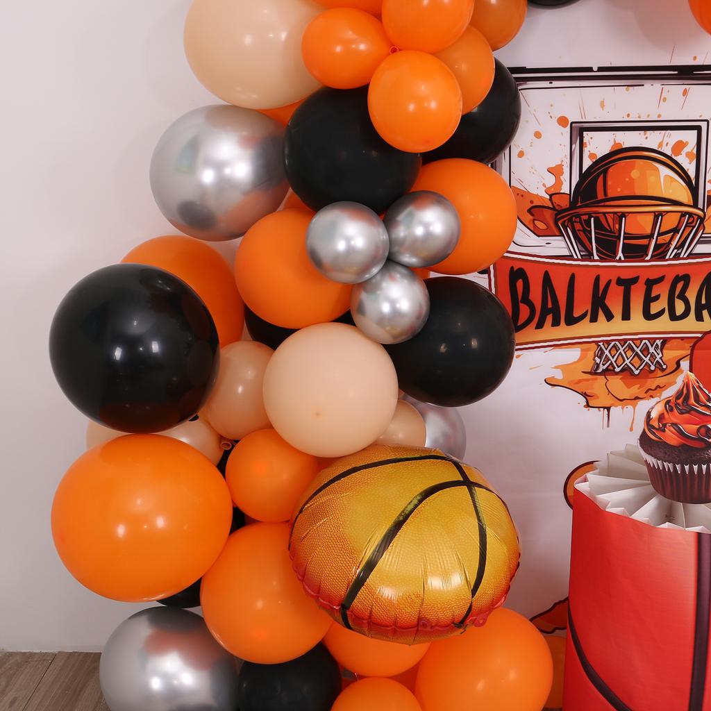 103 Pieces of Black and Orange Basketball Themed Balloon Decoration Set for Boys' Birthdays Sports Bars,and Watching Sports