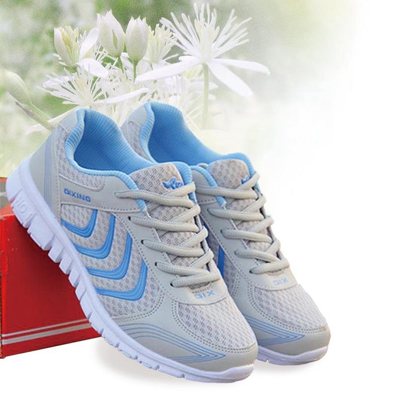 KYLIN Men Women Sneakers Light Breathable Mesh Sport Women Shoes Lace-up Solid Color Lightweight Running Shoes