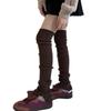 Japanese Ballet Styles Thigh High Leg Warmer Ribbed Knitted Split Buttons Over Knee Footless Socks for Fashionable Women