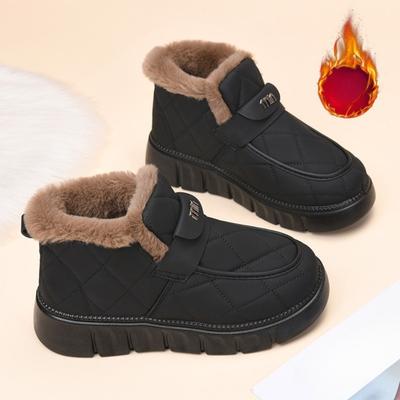 Winter Fleece Wol Modieuze Katoenen Schoenen, Comfortabele Dikke Zool Sneeuwlaarzen voor Dames, Herfst Warme en Koudebestendige Katoenen Laarzen