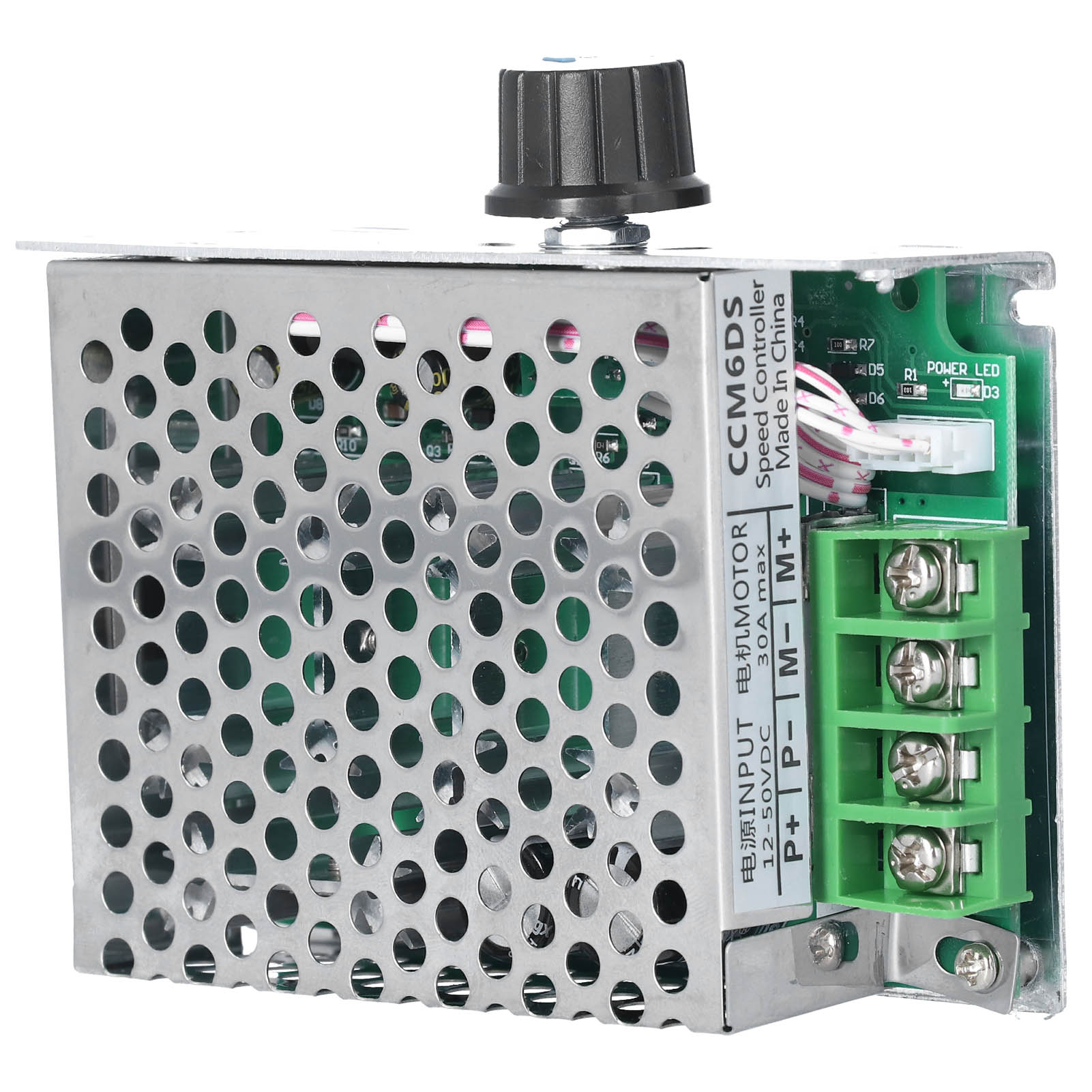 

DC12V50В Професійний ШІМ Регулятор швидкості двигуна постійного струму Металевий корпус 30А Регулятор швидкості двигуна