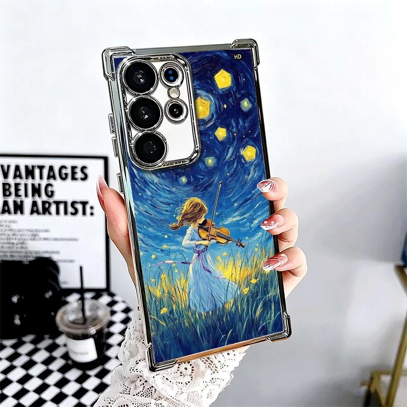 

Violin Music Soft Phone Case For Samsung Galaxy S26 Ultra S25 Edge S24 FE S23 Plus S22 S21 + S20 Plating Anti-Fall Fundas Samsung S21 Plus