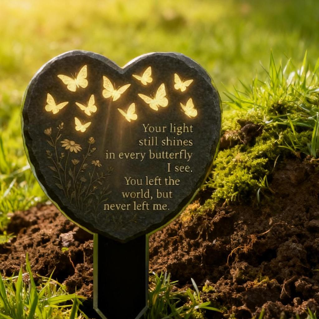 Grave Markers for Humans 2D Acrylic Heart Decoration Butterfly and Flower Carved Texture Grave Decorations Stake for Outdoor