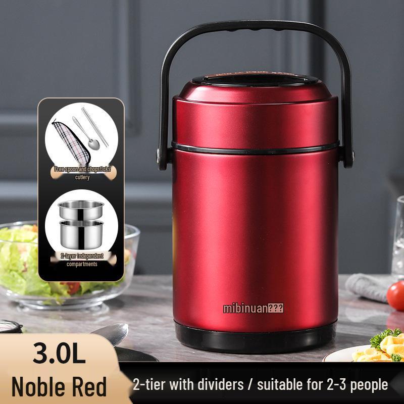 Winter Stainless Steel Insulated Multi-layer Lunch Box - Portable, Large Capacity, Keeps Food Hot for 24 Hours, Perfect for Home or Office.
