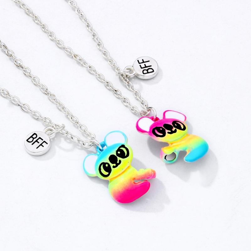 2 Pezzi/Set Ciondolo BFF Amicizia Koala Panda Collana Coppia Collana con Ciondolo a Cuore Diviso Magnetico Regalo di Amicizia per Donne