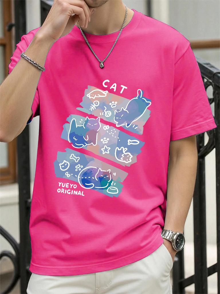 Colorful Three Cats Trendy Printing TShirts Womens Summer Cotton Short Sleeve Tees ONeck Comfortable Loose Tops Casual Clothes