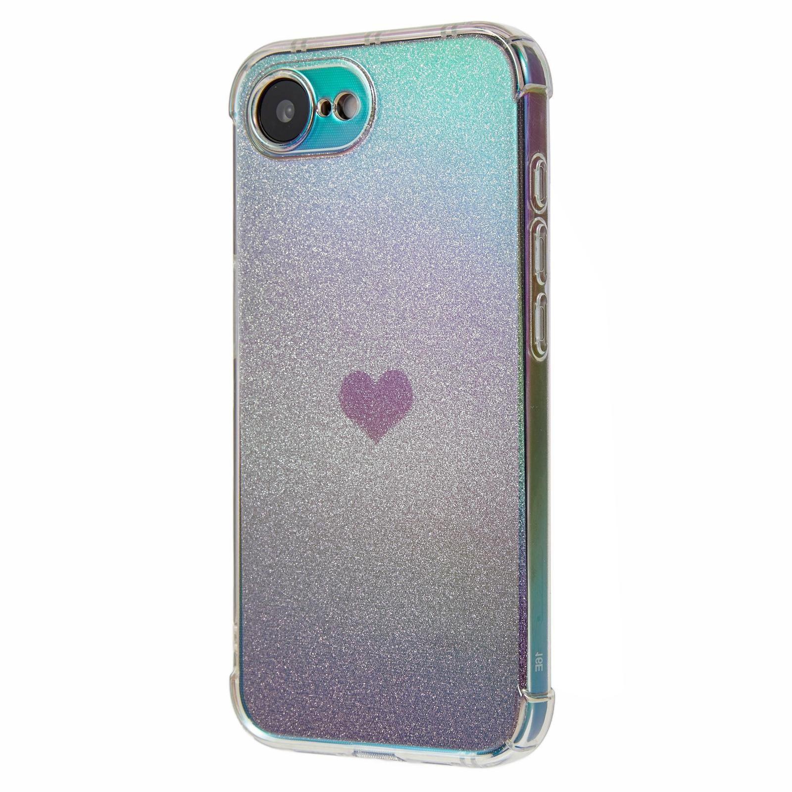 

For iPhone 16e Case Heart Glitter Gradient TPU Phone Back Cover Purple