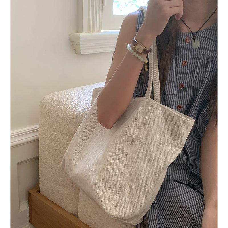 2026 Women New Large Capacity Tote Bag Korean Style Twill Canvas Bag Fashi Female Lightweight Commute Casual Shoulder Bags