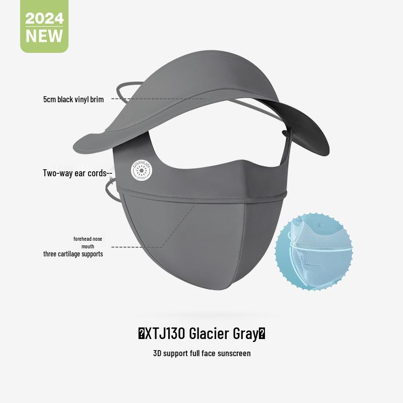Women's Full Face Black Sunscreen Mask - Anti-Smudge, Three-Dimensional Ice Silk with Glue Brim