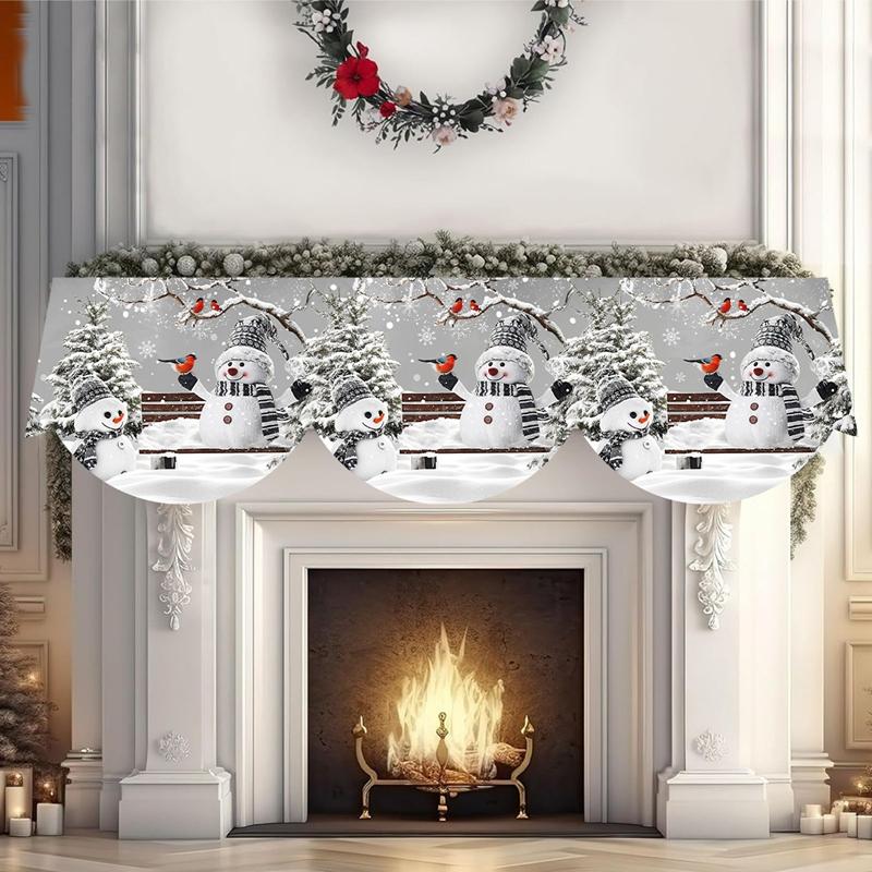 Christmas Mantel Scarf Winter Wonderland Snowman Fireplace Scarf Christmas Decorations for Home 2026 Xmas Navidad Gifts New Year