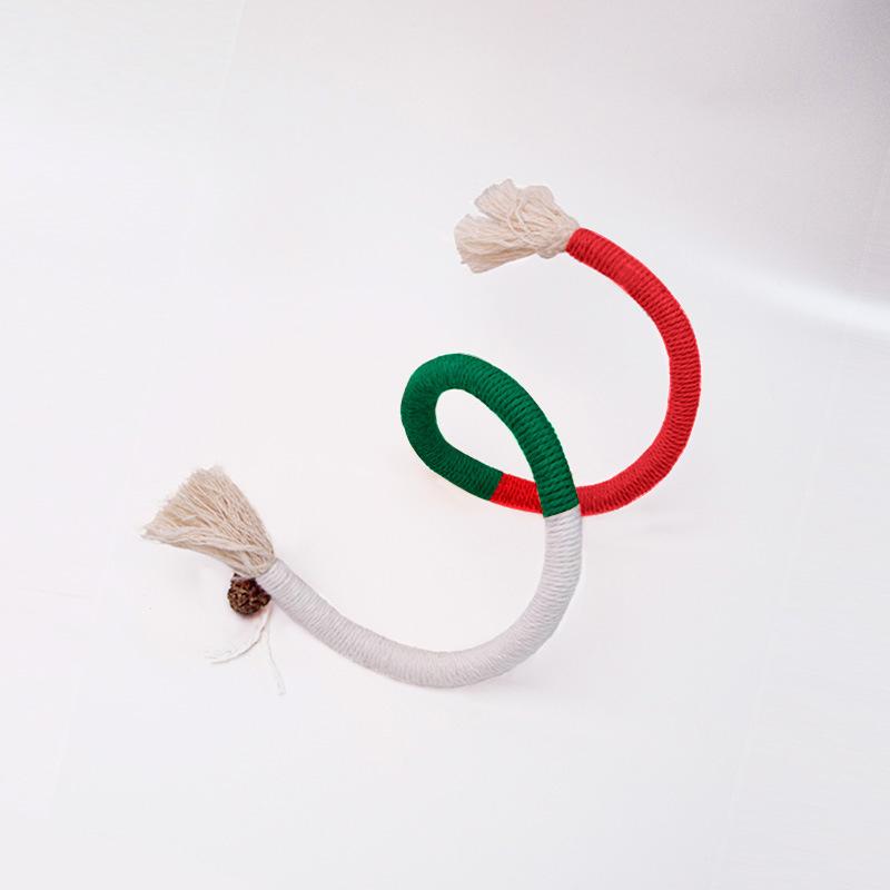 Cat String Toy Interactive Cat Scratcher Cotton Rope Toy Bite-Resistant Chewing Teething Cat Toy Pet Teaser Wand String Rope