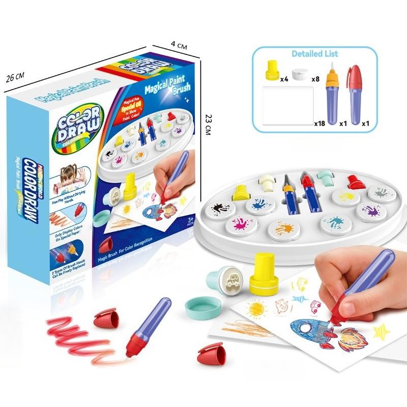 Magische Malspielzeuge für Kinder Fantasie-Farbpinsel Graffiti-Stempel Baby-Malset Kinder Montessori Interaktive Lernspielzeuge