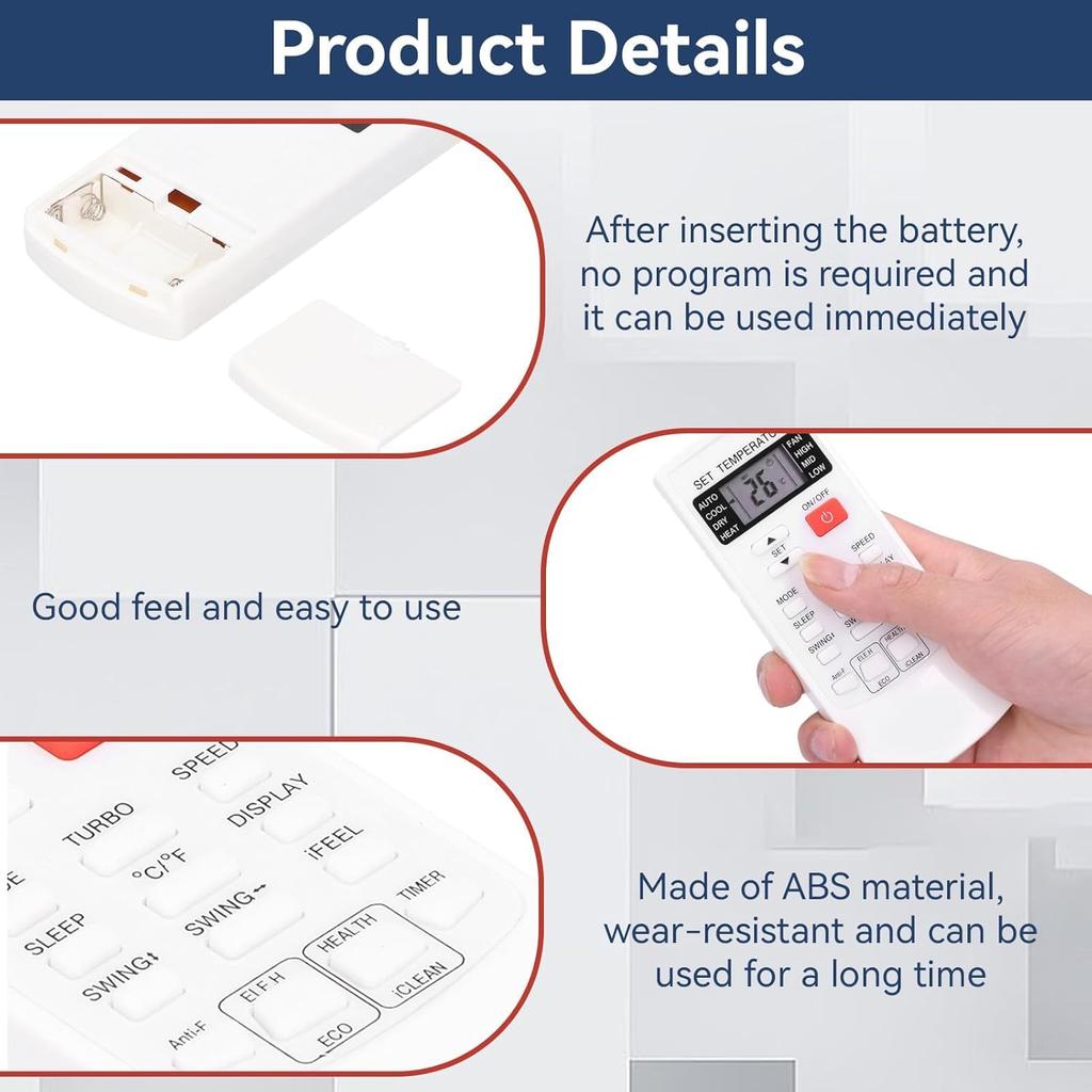 White Air Conditioner Replacement Remote Control,Universal Ac Remote Air Conditioner Remote Mini Split Remote Control for AUX YKR-H/102E