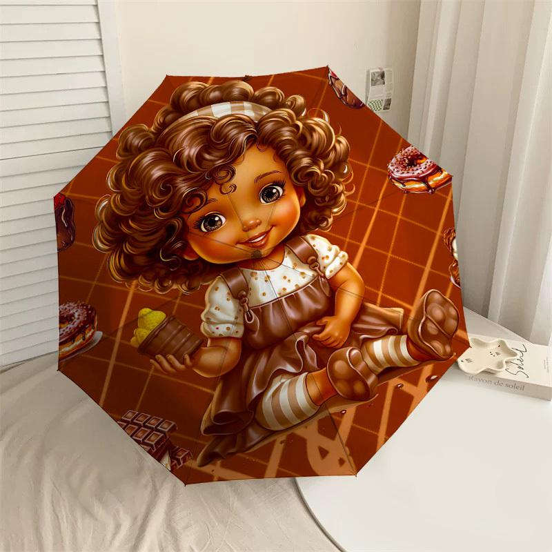

1PC Chocolate Strawberry Umbrella-8-Rib Reinforced Portable Folding Travel Suitable for All Seasons Outdoor Daily Use Is an Ideal Choice -F351
