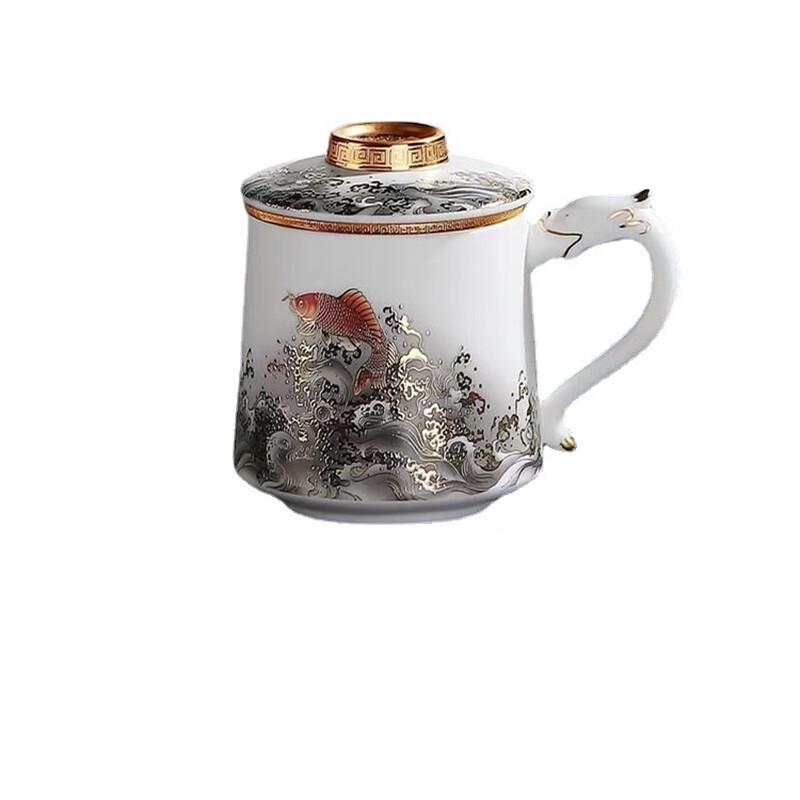 Chaxun Mutton Fat Jade Ceramic Tea Separation Office Mug
