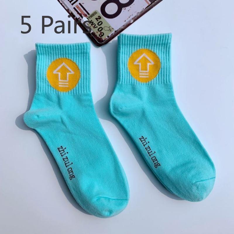 5 Pairs of Men's and Women's Short Socks Tide College Style Personality Sports Skateboarding Cotton Socks