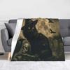 Halloween Black Cats Blanket Cover Flannel Witchy Kitty Super Warm Throw Blankets for Car Sofa Couch Bedroom Quilt