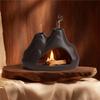 ABBP- 2-Mouth Burner Modern Incense Sticks Burner Mini Chiminea Black Sage Burner Burning Bowl Ideal For Meditation