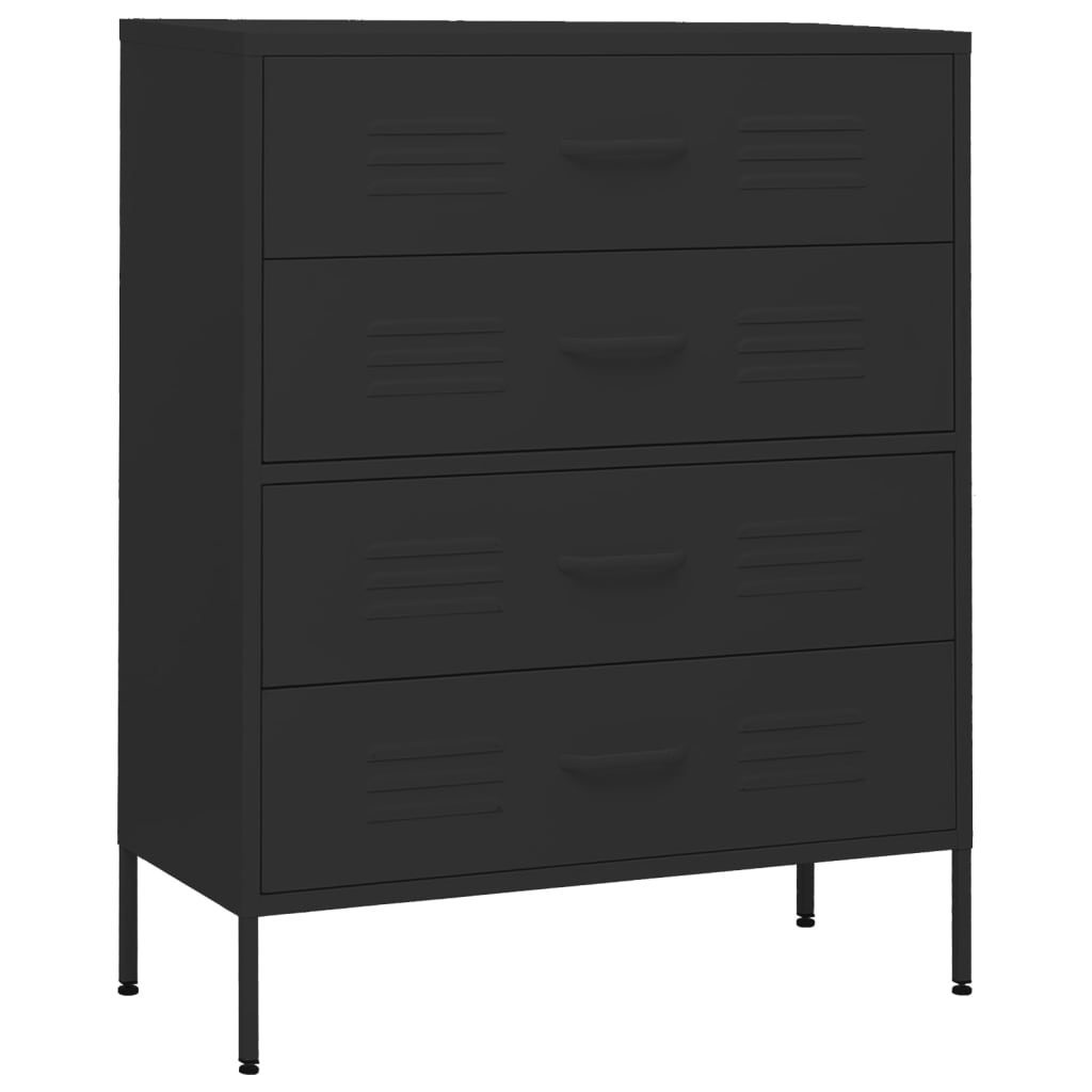 Black Chest of Drawers 80 x 35 x 101.5 cm Steel