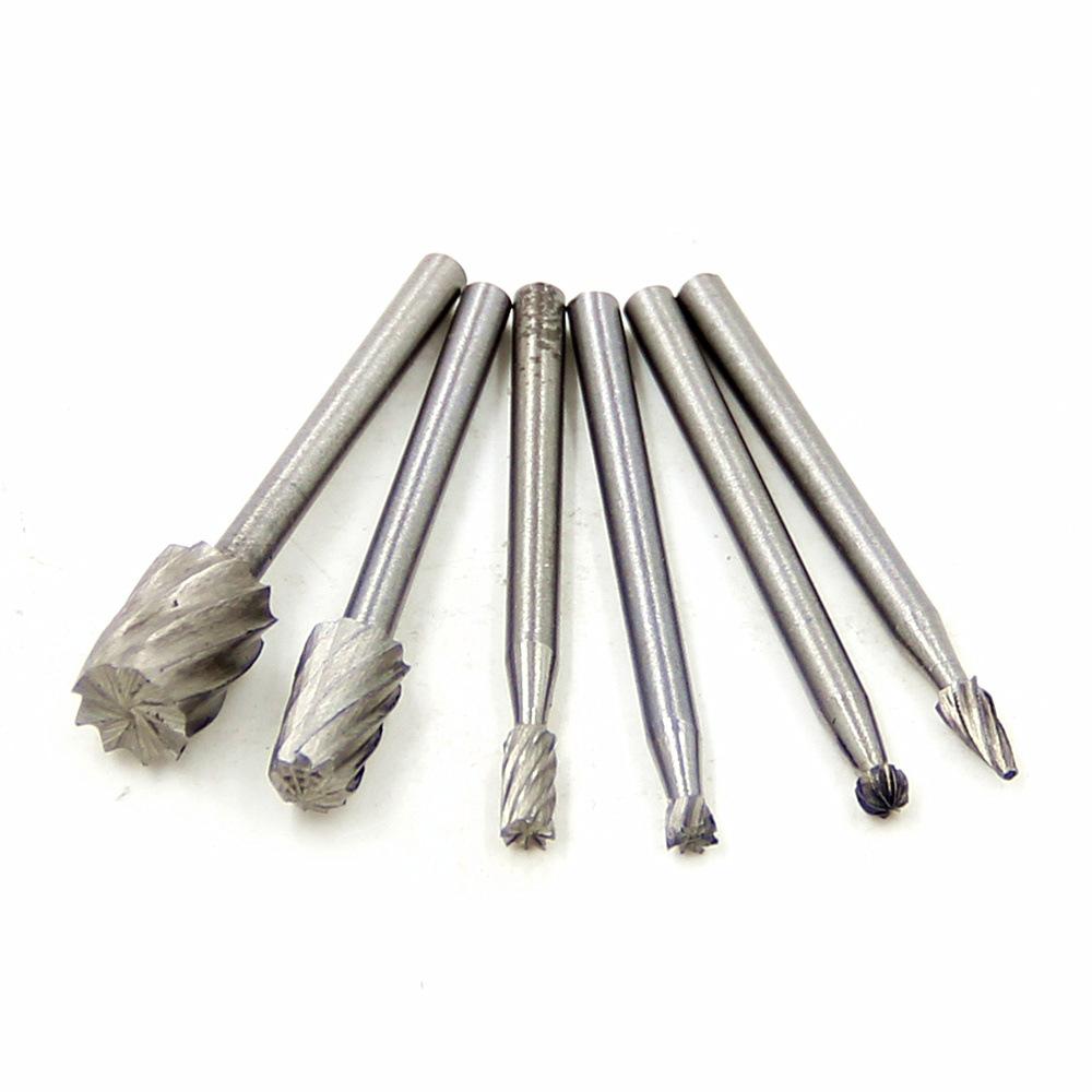 6pc High Speed Steel Rotary Burr Set Woodworking Small Rotary File Burrs for Metal Engraving Grinding and Polishing Tools with 3 17mm Shank