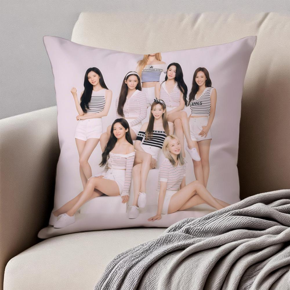 Kpop Korean Girl Group GGirls Generation Cushion Cover Pillowcase Antidustmite Invisible Zipper Short Plush Sofa Cushion
