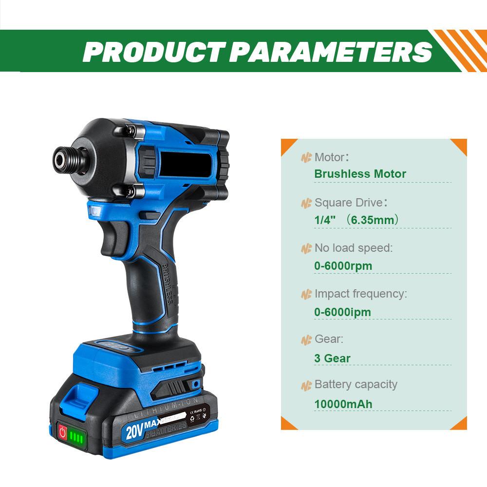 300N.m Brushless Electric Drill Screwdriver 1/4 Inch Cordless Handheld Electric Impact Wrench Portable Repair Power Tool