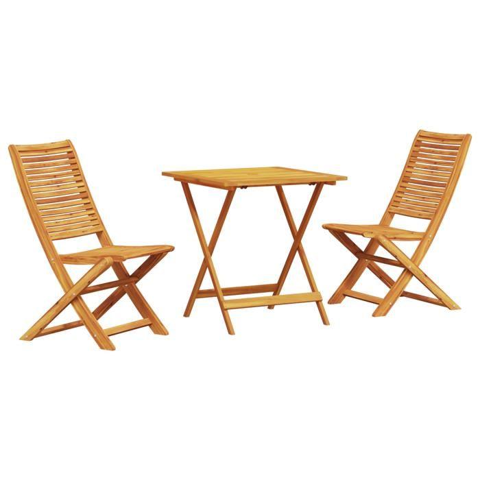 3-piece Folding Bistro Set In Solid Acacia Wood 3375696