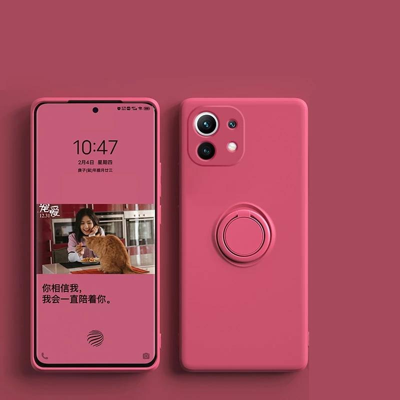 Мягкий магнитный чехол-держатель для кольца для Xiaomi Mi 12 12X 12T 11i 10 11 Lite 10T 11T Poco F3 X3 X4 M4 Pro 5G жидкий силиконовый чехол