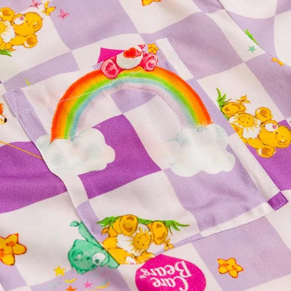 Care Bears Unisex Adult Checked Button Front Short-Sleeved Shirt