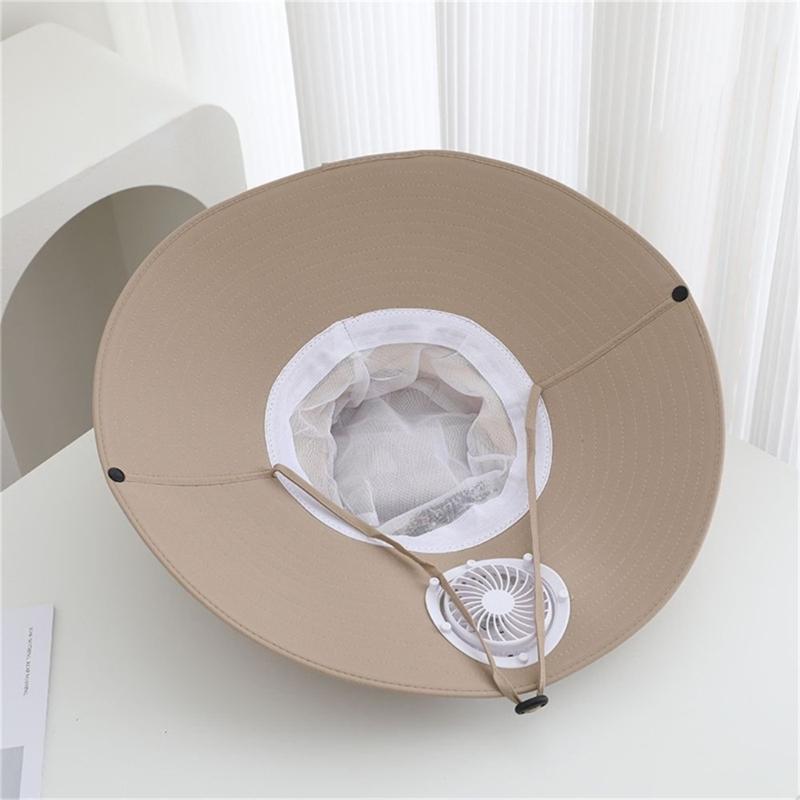 Adjustable Solar Charged Ventilation Cap With Large Brims Rechargeable Solar Fan Hat For Hiking Fishing Gardening