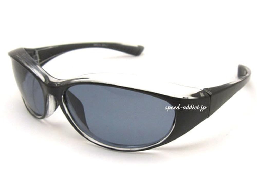 [SPEED ADDICT] PORALIZED BIKER SHADE WIND GUARD (Polarized Biker Shade Wind Guard) BLACKCLEAR × Polarized SMOKE