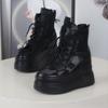 Fashion 12CM Air Mesh Microfiber Synthetic Chunky Sneakers Spring Shoes Leather Ankle Booties Women Vulcanize Boots Autumn