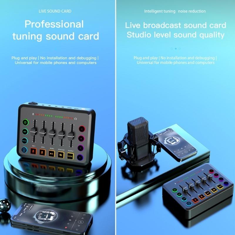 F9 Live Sound Card Wireless Singing Sound Card with Live Broadcast Studio Singing and Recording Voice Changing