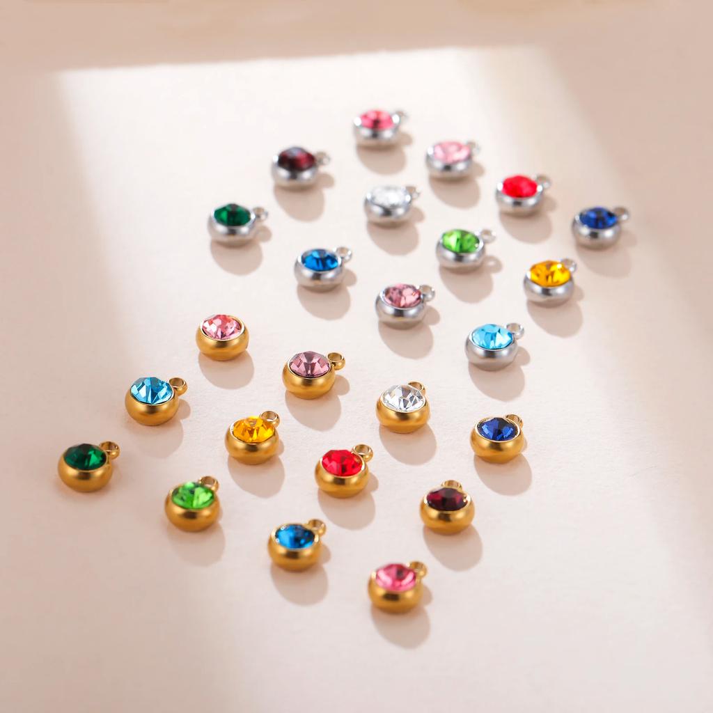 Clear Zircon 12 Month Birthstone Charm Necklace for Women Stainless Steel Thin Box Chain Necklace Jewelry Birthday Gift 2026