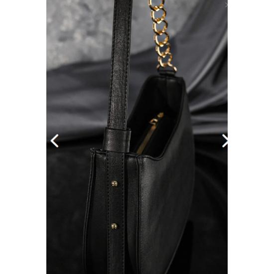 Schwarze, mit Reißverschluss gefütterte, verstellbare Riementasche, Schultertasche für Damen, Trendmode 2023