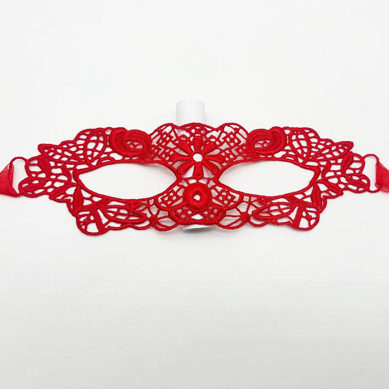 Sexy Hollow Lace Half Face Mask, Dance Mask One Size красный