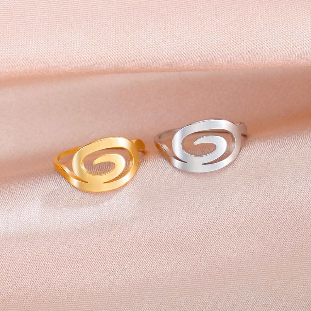 Irregular Swirl Spiral Ring Stainless Steel Women Minimalist Finger Rings Geometric Jewelry Birthday Gift
