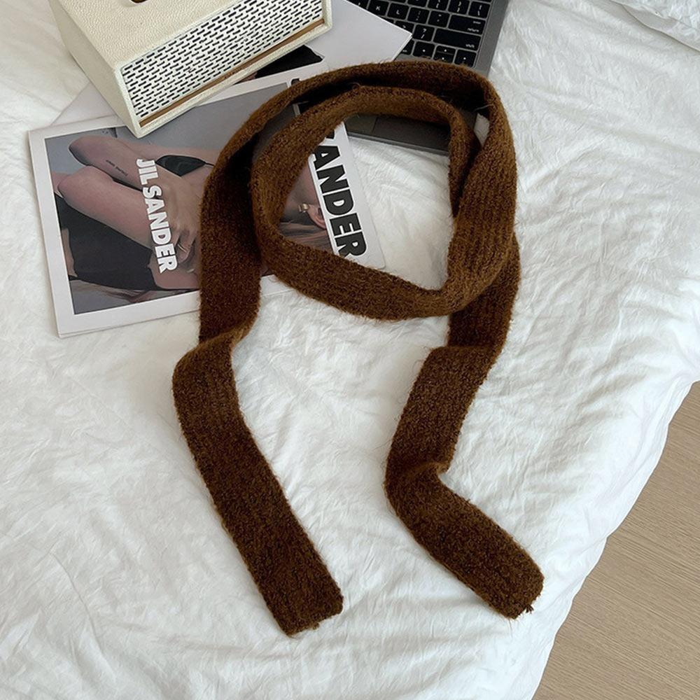 

Imitation Wool Women s Long Scarf Narrow Design Decorative Neckerchief Imitation Cashmere Scarf Knitted Skinny Scarf Streetwear кофейный