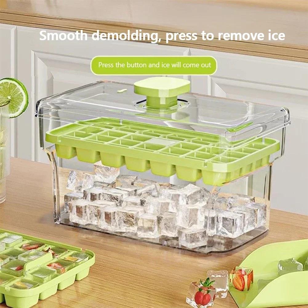 34/68 Grids Easy Press Release Ice Mold Ice Cube Tray With Lid And Storage Box Seal Reusable Freezer Ice Making Tool