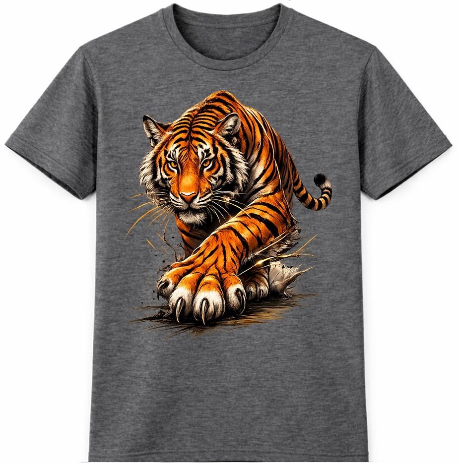 Tiger T Shirt Fierce Wild Animal Graphic Tee Big Cat Predator Casual Top