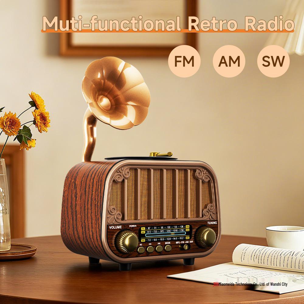 

Retro Bluetooth Multi-band FM/AM/SW Radio Gramophone Speaker коричневий